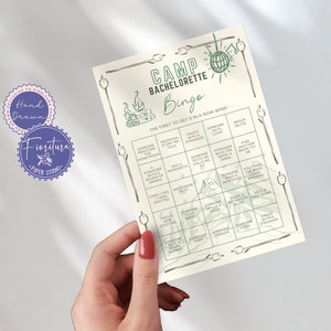 Modèle de jeu modifiable de bingo pour célibataires | Toile imprimable bricolage amusante poules vertes originales dessinées à la main Dernière piste avant l'activité de voile, CAMP2