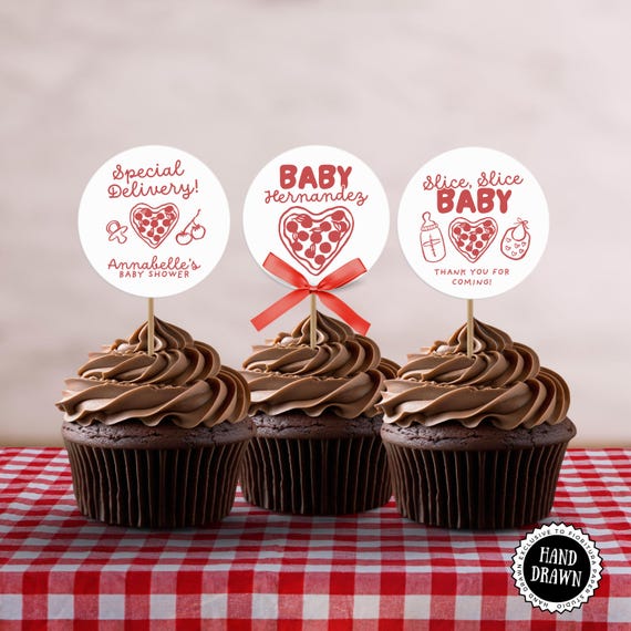 → View on Etsy: Special Delivery Pizza Baby Shower Cupcake Topper, Round Template, Red White Hand-Drawn Heart, Italian Style, Gender Neutral Printable, PIZ3 Special Delivery Pizza Baby Shower Cupcake Topper, Round Template, Red White Hand-Drawn Heart, Italian Style, Gender Neutral Printable, PIZ3
