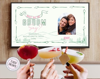 Camp Bachelorette Party Game: What Did the Groom Say Trivia Slideshow (Digital Download), Canva PowerPoint, CAMP1