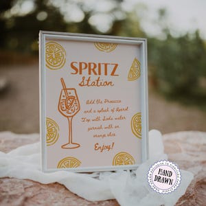 Aperol Spritz Bar Sign | Editable Canva Cocktail Menu | Printable Bachelorette Drink Station | Love at First Spritz Bridal Shower Decor SPR2