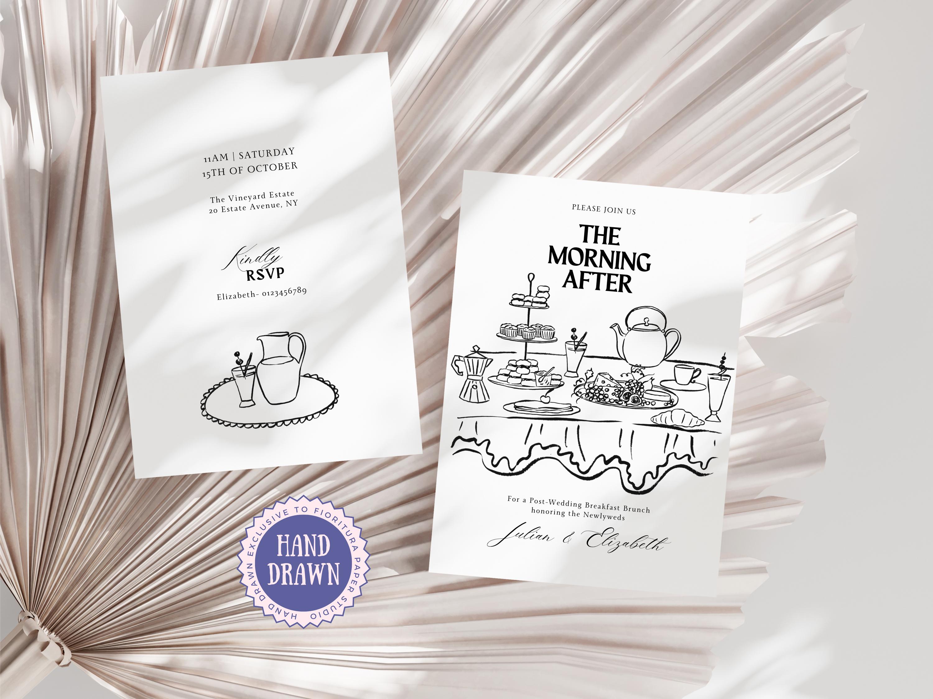 The Morning After Brunch With the Newlyweds Invite Template, 2-sided Fun  Whimsical Hand-drawn Day After Wedding Invite, Edit in Canva, ELE1 - Etsy, image size:3000x2249