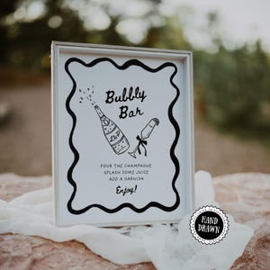 Custom Bubbly Bar Sign: Hand-Drawn Champagne Menu (Digital Download, Canva Template) XTRA