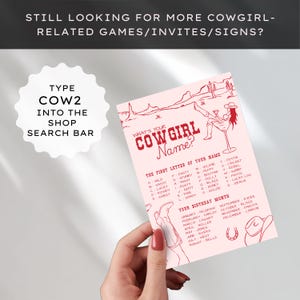 Editable cowgirl pink & red "Reckless in Texas" themed "What did the Groom say?" Bachelorette digital slideshow trivia game for a brides "last rodeo". Add the groom's video responses to the questions for an interactive experience. Play as a PowerPoint style slideshow in Canva or download and play on your TV or send to your guests' phones. Features a hand-drawn images of a cowgirl in a cocktail glass with Ace of hearts symbols & western style fonts. Free Guest scorecard & extra questions included
