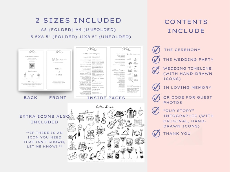 Catholic Wedding Nuptial Mass Folded Program With Timeline | Black ...