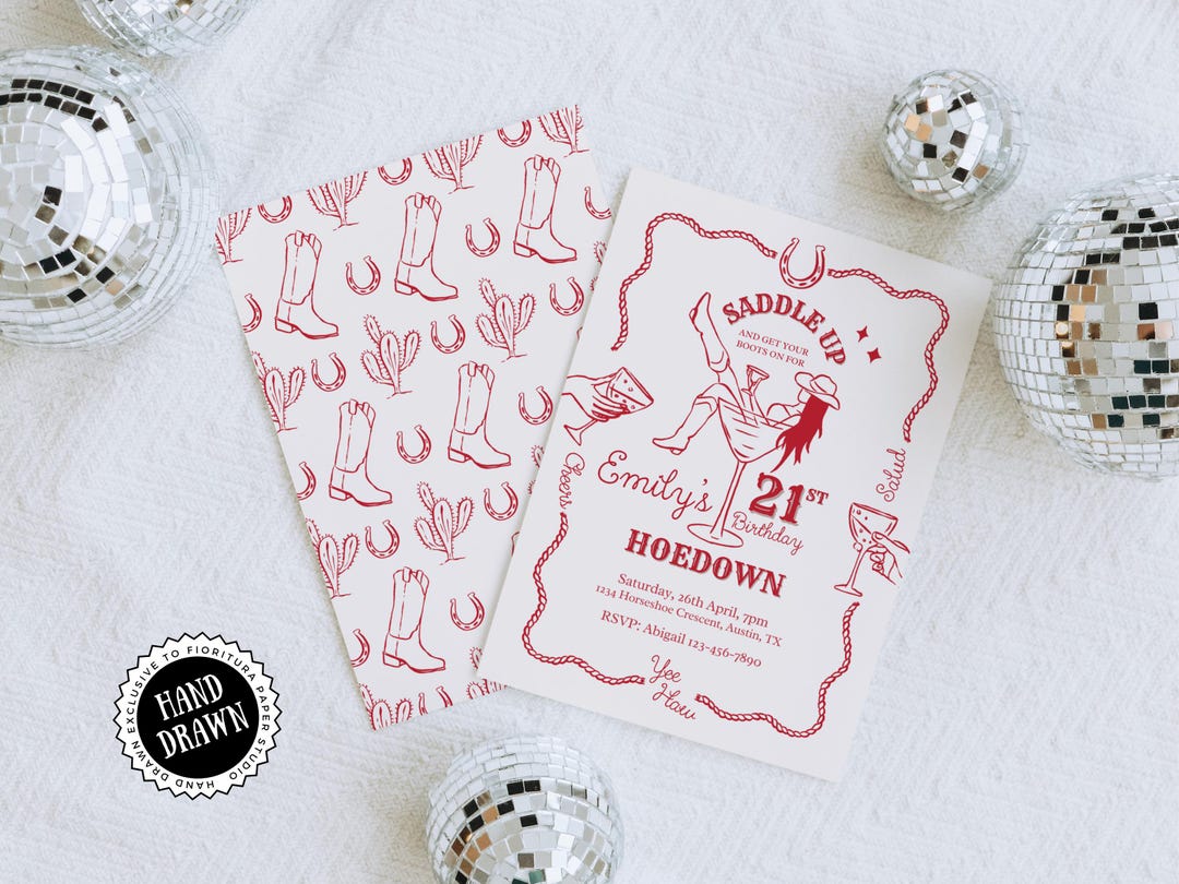 21st Birthday Hoedown Invitation Template, Cheers to 21 Years, 21st ...