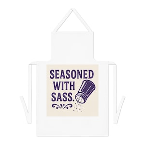 Humorous Cooking Apron, Perfect Gift for Chefs, Seasoned with Sass Apron, Kitchen Humor, Funny Gift for Food Lovers, BBQ Apron, Unique [...]