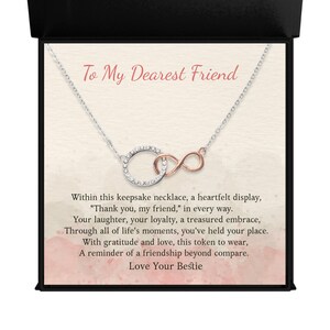 Collar de mejor amigo - círculo infinito, joyería de amistad, collar de tarjeta de mensaje, regalo para amigo, regalo para Bestie