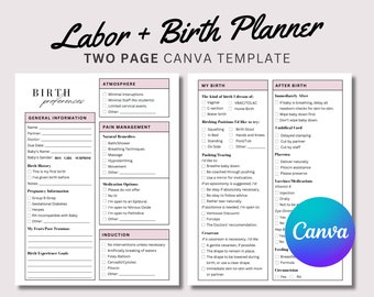 Birth Plan Template Editable, Birth Preferences, Printable Birth Plan, Visual Birth Plan, Labor and Delivery Planner, Editable Birth Plan