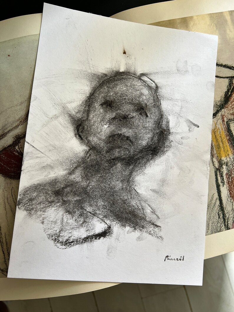 Portrait Art Original Charcoal Figure Sketch Charcoal Figure Etsy