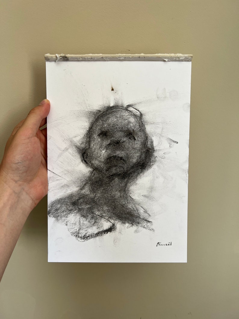 Portrait Art Original Charcoal Figure Sketch Charcoal Figure Etsy