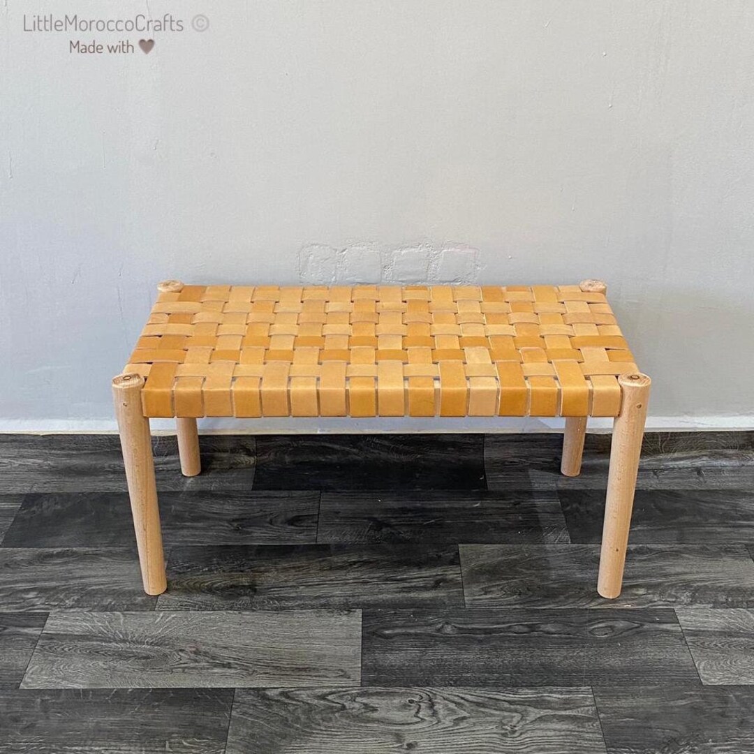 Luxurious Leather Strap Benches Rustic Seating Vintagestyle Etsy