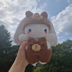 Adorable Crochet Bunny in Bear Costume, Handmade Amigurumi Plush