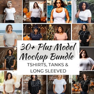 Plus Size Model Mockup-bundel, Plus Size Tshirt-Mockup, Plus Sized-Mockups, Volslanke Model-Mockups, Vrouwelijke Plus Size Mockup Pack