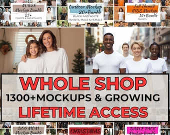 All The Bundles, Whole Shop Mockup, All Mockups Bundle, Whole Shop Bundle, Google Drive Access, Gildan 18500 Sand Sleeve Mockup, Mockups