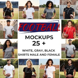 Fantasy Football Mockup, Football Shirt Mockup, Football T-shirt Mockup, Football Mockups Bundle, Football tshirt Mockup Bundle