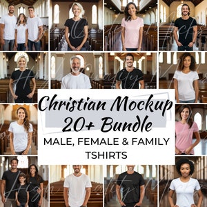 Pacote de mockups de camisetas cristãs, mockup cristão, mockup de camiseta cristã, mockup de camisa religiosa, mockup de família, mockup de camisa religiosa