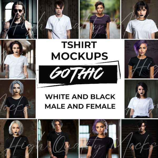 Gothic Shirt Mockup, Gothic Mockup, Gothic Clothing Mockup, Witchy, Punk, Alternative, Black Shirt Mockup, Shirt Mockup Bundle, Scary Mockup