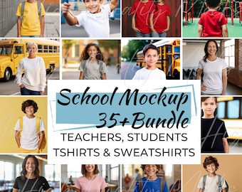 Teacher Student Mockup Bundle, Mockups Classroom, Clothing Mockup Pack, Mockup Bundle, Mockups Sweatshirt, School, Teacher T-Shirt Mockup
