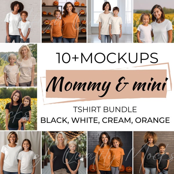 Mommy and Me Mockup White, Mommy and Me Shirt Mockup, Mommy and Me Halloween Mockup, Mama and Mini Shirt Mockup, Mockup Bundle, Fall Mockup