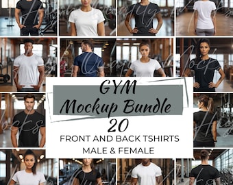 Gym Tshirt Mockup Bundle, Gym Shirt Mockups, Shirt Mockup Gym, Mens Mockup Front and Back, T-shirt Mockup Backside, Female Workout Mockup
