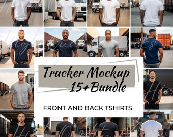 Trucker Mockup Shirt Bundle, Trucker Shirt Mockup, Truck Driver Mockup, Trucker Mockup, Front and Back Mockups, Backside mockups