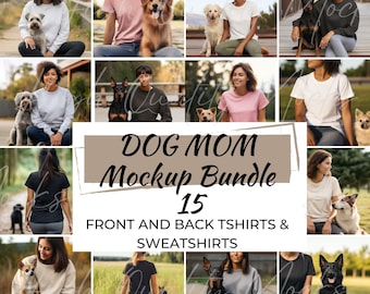 Dog T Shirt Mockup Bundle, Clothing Mockup Pack, Mockup Bundle, Mockups Sweatshirt, Mockup with a Dog, Dog Mom Shirt Mockup, Pet Shirt Mock