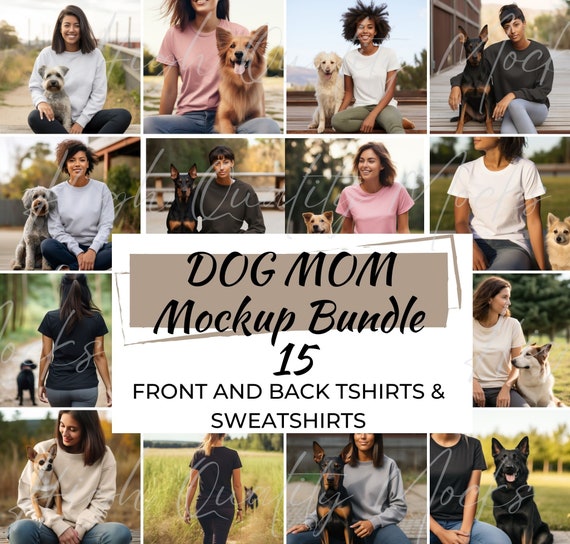 Dog T Shirt Mockup Bundle, Clothing Mockup Pack, Mockup Bundle, Mockups Sweatshirt, Mockup with a Dog, Dog Mom Shirt Mockup, Pet Shirt Mock