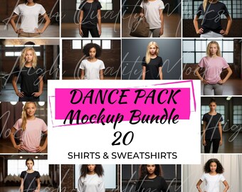 Dance Tee Mockup Bundle, Kids T Shirt Mockup, Dance Shirt Mockup, Dance Sweatshirt, Dance Mockup, Dance studio Mockup, Middle School Dance