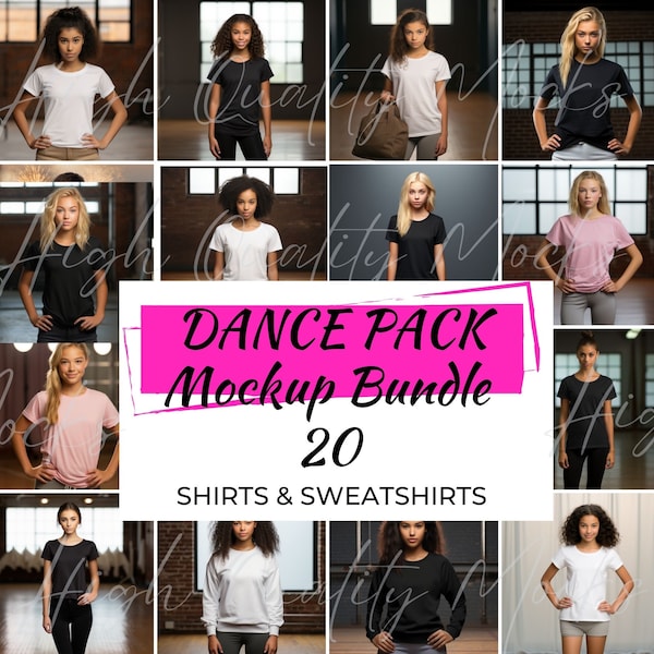 Dance Tee Mockup Bundle, Kids T Shirt Mockup, Dance Shirt Mockup, Dance Sweatshirt, Dance Mockup, Dance studio Mockup, Middle School Dance