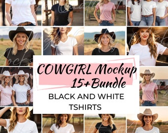 Western Tshirt Mockupm, Cowgirl Mockup Bundle, Black T-shirt Mockup, Western Shirt, Black-White Tshirt Mockup, Bride and Bridesmaid Mockup