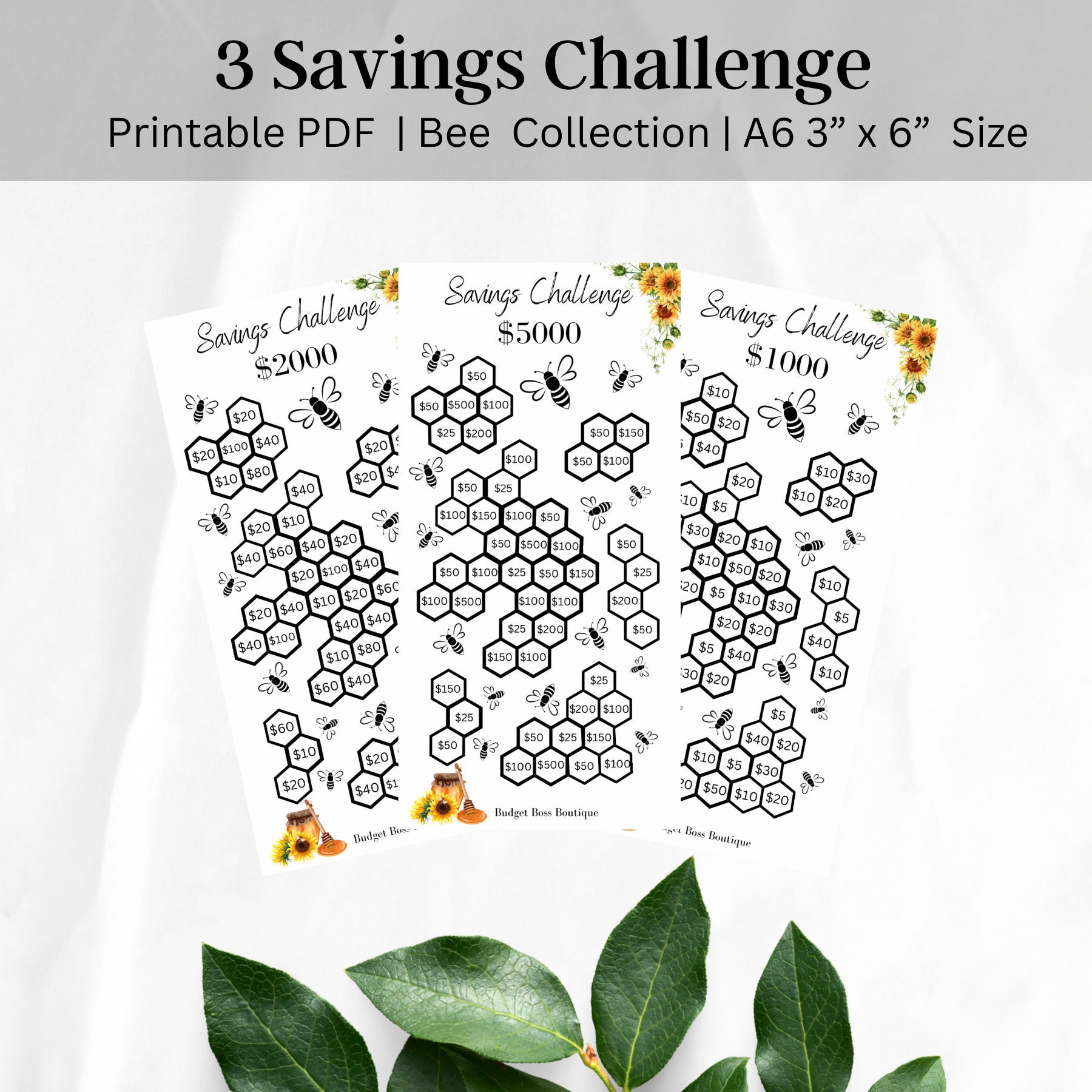 Honeycomb Savings Challenge Bundle Save 1000 2000 5000 A6 - Etsy