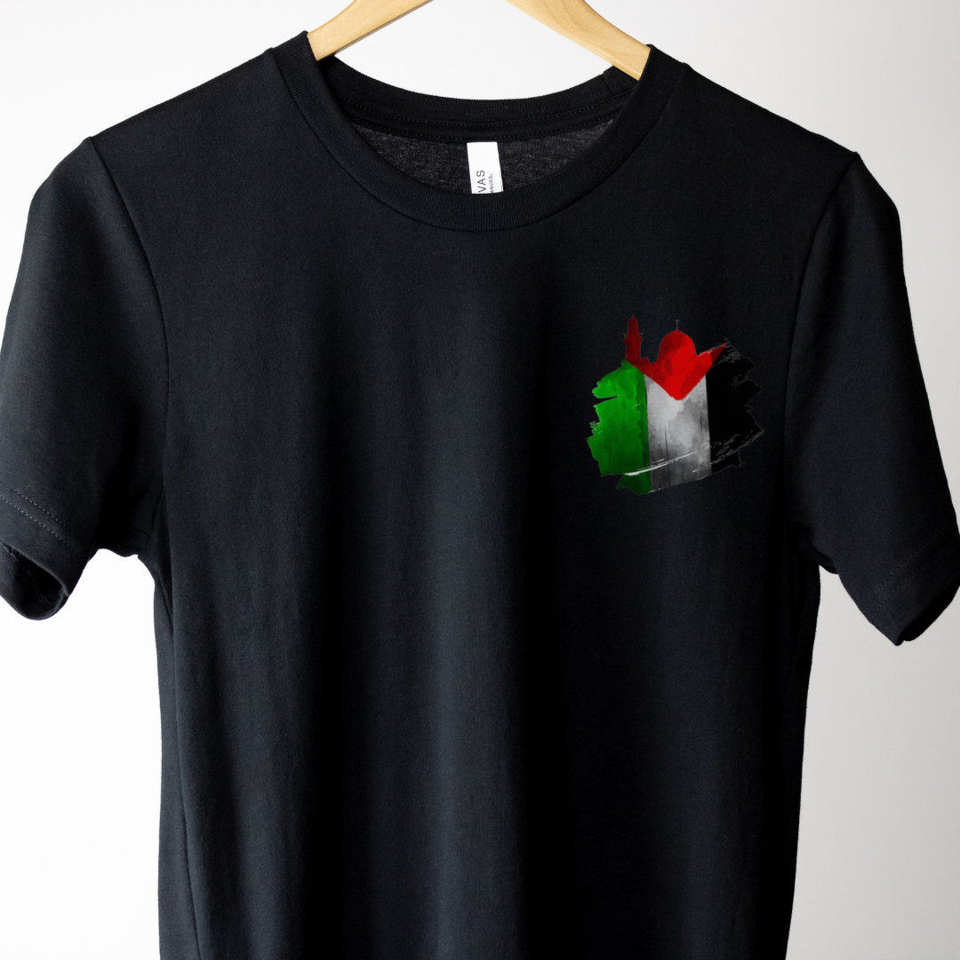 Free Palestine Arabic Palestine Flag Men's T-shirt Back Print | DE