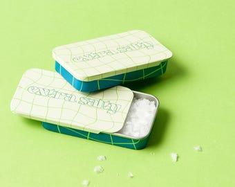 Blau / Beige / Limette Taschensalz - Flakey Salz Mini Reisedose (2er-Pack) Verbessern Sie jeden Geschmack unterwegs