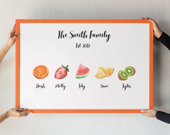 Family fruit wall hanging, 18x24 customizable wall art