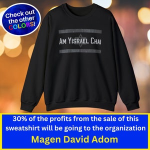 Am Yisrael Chai Sweatshirt , Stand With Israel, IDF Shirt, Israel Sweatshirt, Distressed Graphic, Jewish Gift, Gift For Him, Gift For Her,