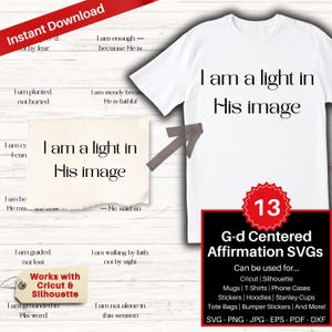 Foi SVG Bundle 13 Affirmation inspirante que je suis citation .png .eps .jpg .dxf verset biblique Cricut Silhouette fichier coupe autocollant numérique iMessage