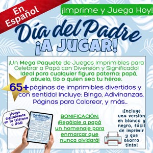 Día del Padre Juegos Imprimibles – Father's Day Printable Games en Español 65+ Pages Gift for Papá Abuelo Padrino Suegro + Regalo Homenaje
