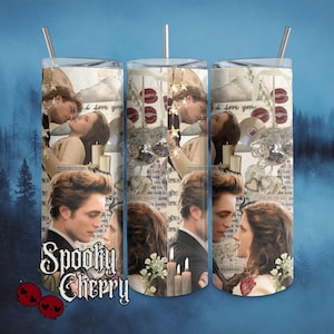 20 oz Twilight Bella and Edward, Vampire Love Story Aesthetic Skinny Tumbler
