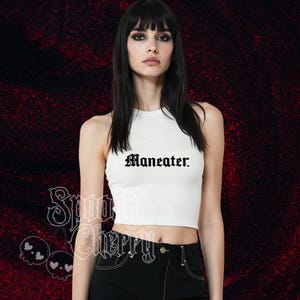 Goth Grunge, &quot;Maneater&quot; Witchy Gothic Aesthetic, Micro Rib Racer Tank Top