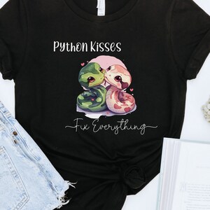 Kisses Fix Everything Python Shirt Cute Python Lover Gift Tee Adorable Snake T-Shirt Perfect Gift for Reptile Enthusiasts Python Apparel