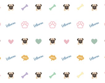 Personalized Dog Wrapping Paper Customized Pug Pattern Paper Dog Mom Gift Wrap Custom Name Pet Gift Paw Print Birthday Dog Lover Dog Bone
