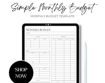 Einfache monatliche Budgetvorlage, Budget Tracker, Budgetvorlage zum Ausdrucken, Budgetvorlage