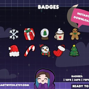 Holiday Badges | Christmas Bit Badges | Sub Badges for Twitch, Youtube, Discord | Streaming Graphics