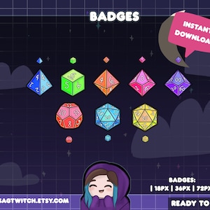 DnD Dice Badges | Bit Badges | Sub Badges for Twitch, Youtube, Discord | Streaming Graphics