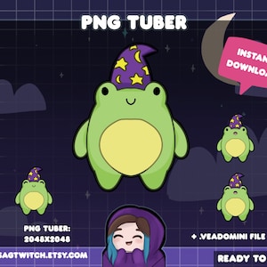 WIZARD FROG PNGTuber | PNG-tuber Model for Twitch, Youtube, Discord | Streaming Graphics | Cute Assets | Veadotube