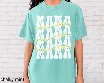 Retro Mama Blumen Shirt, Blumen Mama Shirt, Shirt für Mütter Muttertag Geschenke, Trendy Mama T-shirt
