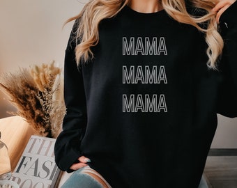 MAMA-tröja, blivande mamma-tröja, unisex tröja med rund hals i kraftig blandning