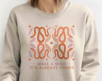 Hippie Sweatshirt, Aesthetic Crew, Make a Wish, Spiritual Shirt, Mystical Witch Shirt, Witchy Vibes, Snake Shirt, Boho Crewneck, Hippie Gift