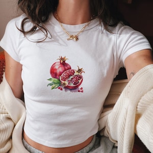 Painted Pomegranate, Baby Tee, Baby Girl, Funny Baby Tee, Cute Baby Tee, Coquette Bow Tee, y2k baby tee, 90s baby tee, y2k clothing