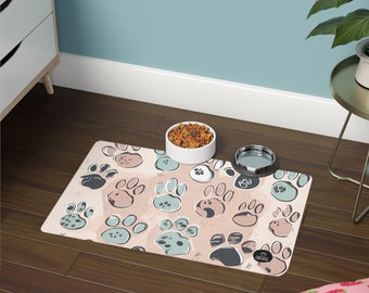 Alfombrilla de comida para mascotas Paws